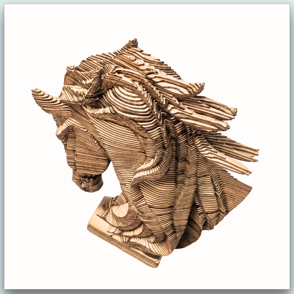 Buste de Cheval – Sculpture 3D en carton