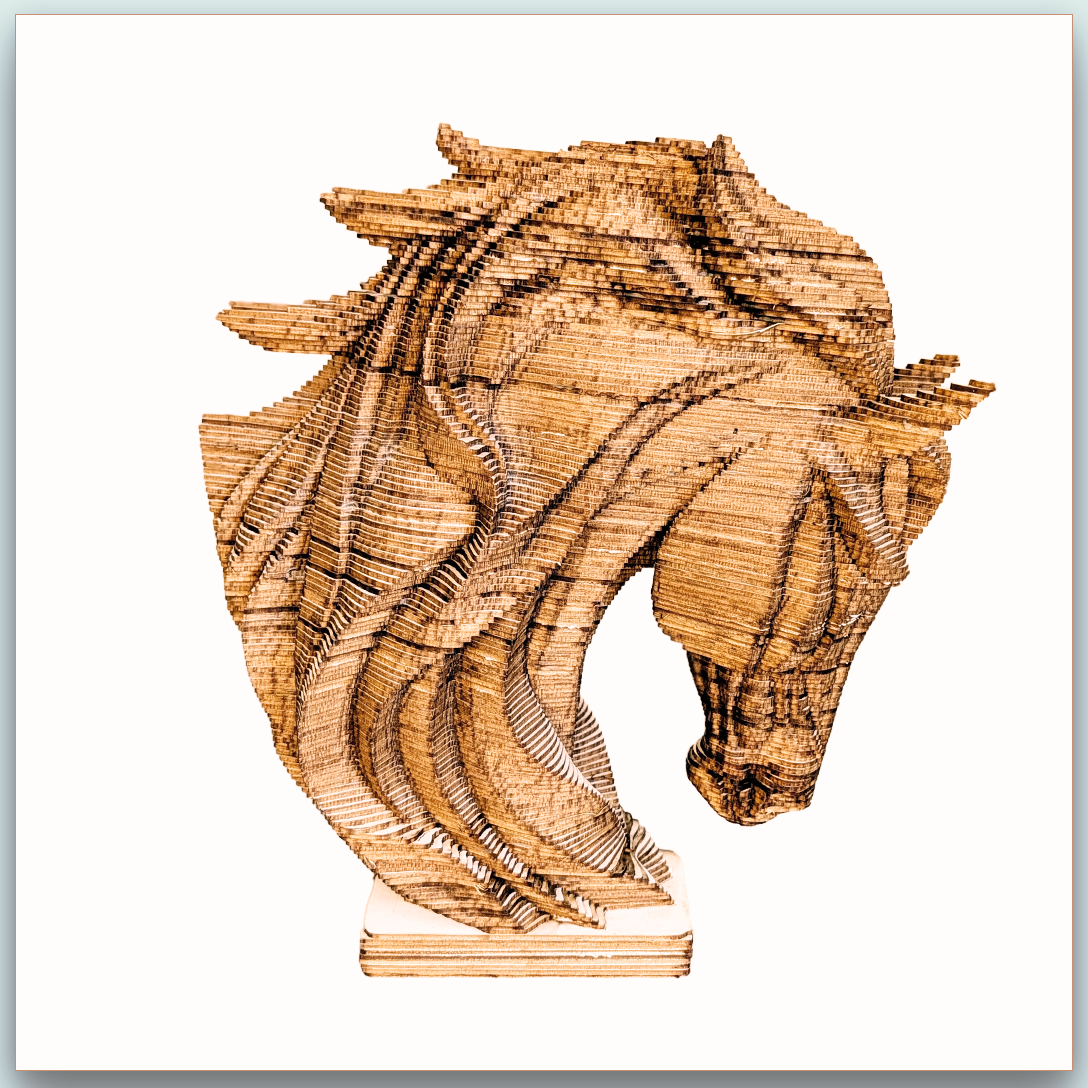 Buste de Cheval – Sculpture 3D en carton