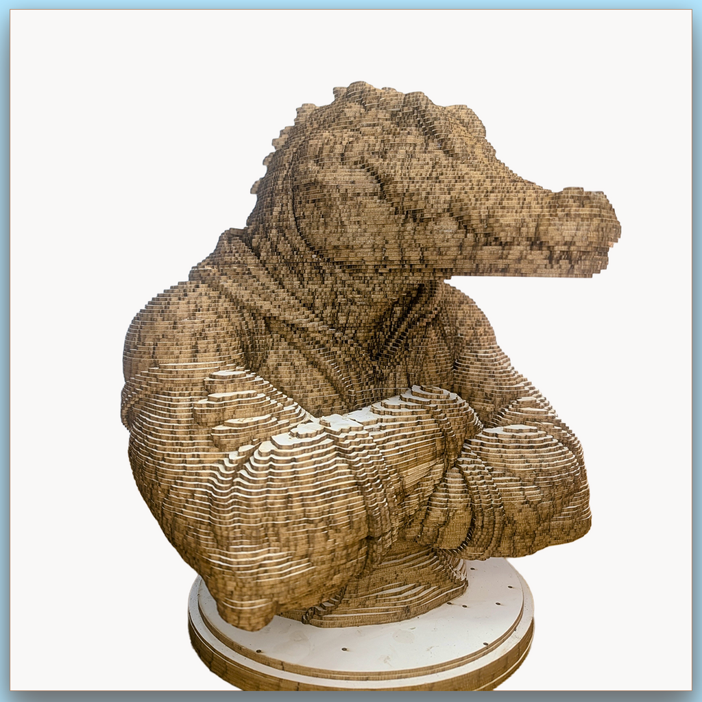 Buste de Crocodile – Sculpture 3D en carton