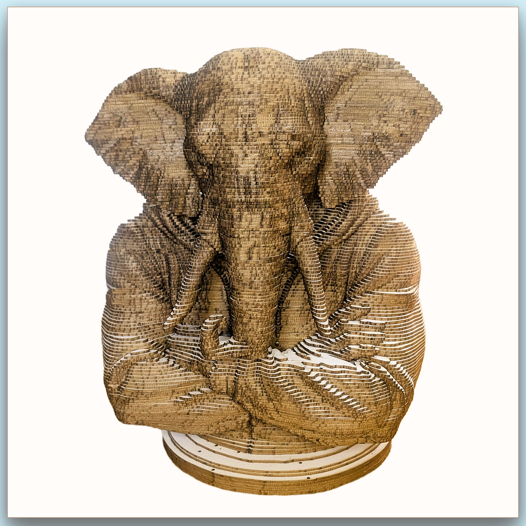 Buste d’Éléphant – Sculpture 3D en carton