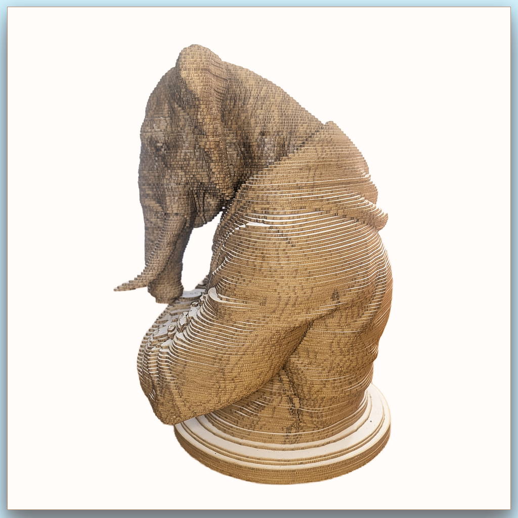 Buste d’Éléphant – Sculpture 3D en carton