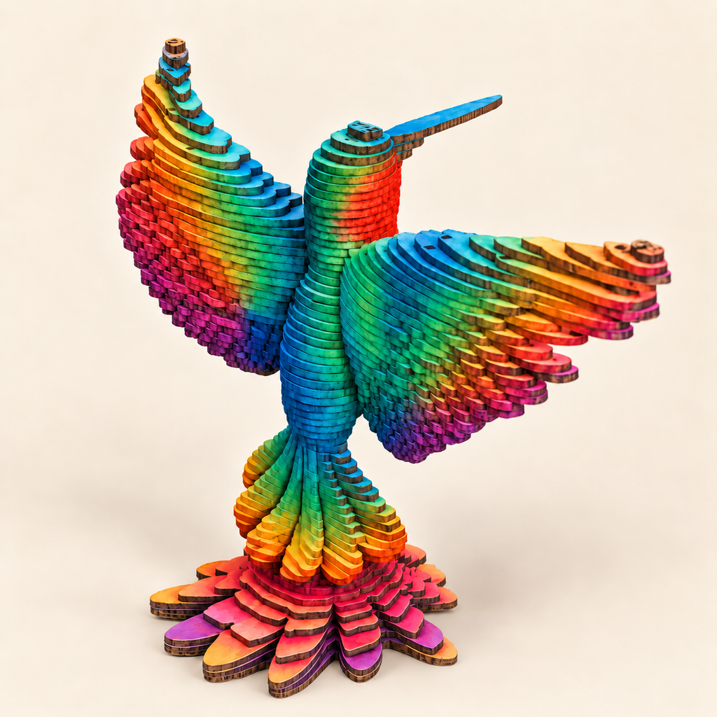 Exemple de personnalisation multicolore du Colibri CARTOLAME — produit vendu brut