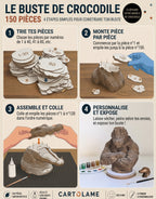 Buste de Crocodile – Sculpture 3D en carton