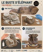 Buste d’Éléphant – Sculpture 3D en carton