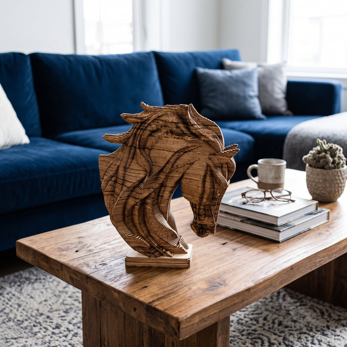 Buste de Cheval – Sculpture 3D en carton