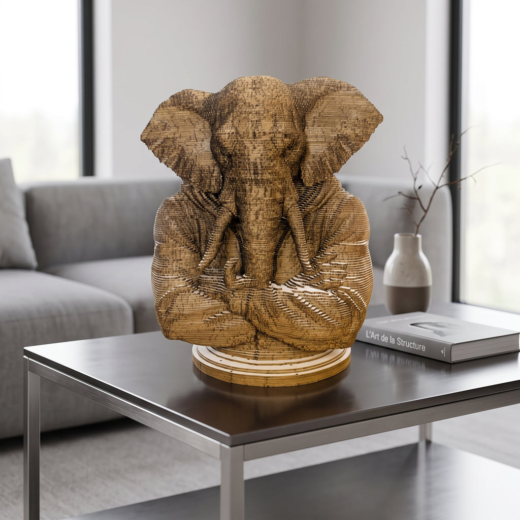Buste d’Éléphant – Sculpture 3D en carton